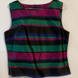 Talbot Striped Sleeveless Top - Multicolor 16P Sleeveless Suit Blouse Fitted